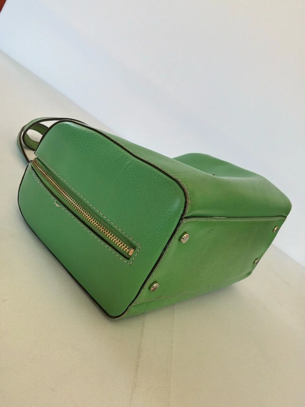 Kate Spade New York Melinda Green Pebbled Leather Zip Top Satchel Shoulder Tote